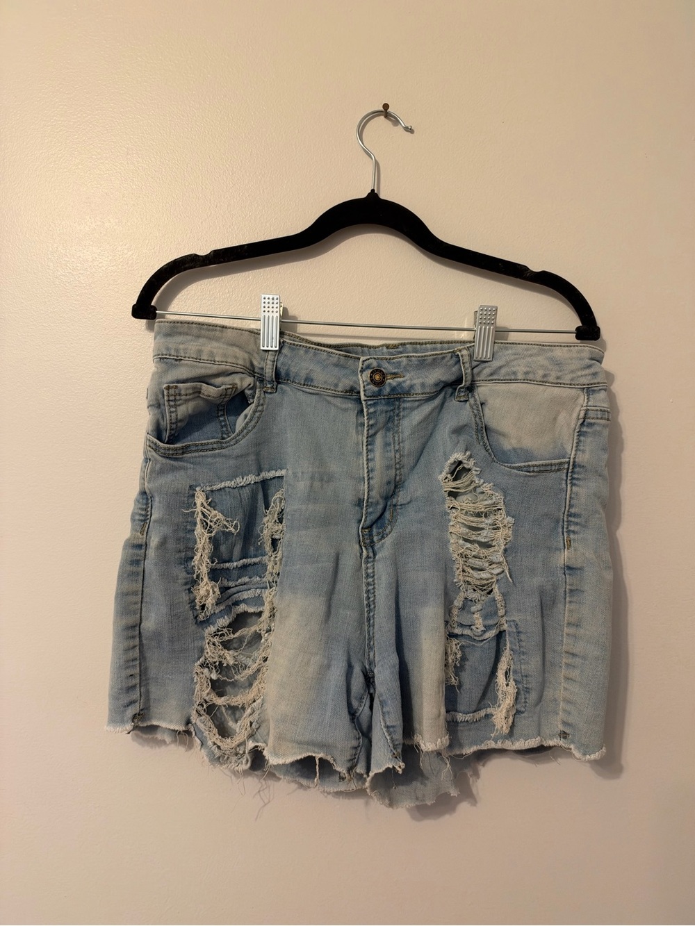 Cello Light Blue Distressed Denim Jean Shorts